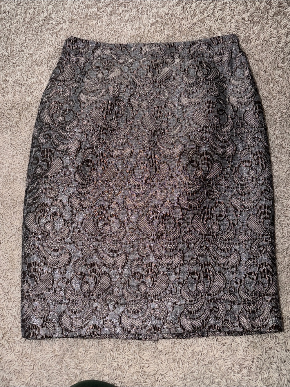 Ann Taylor Black Lace-Overlay Pencil Skirt